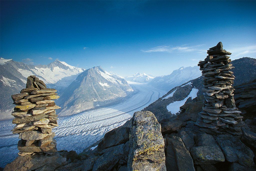 Steinmänner über dem Aletschgletscher
