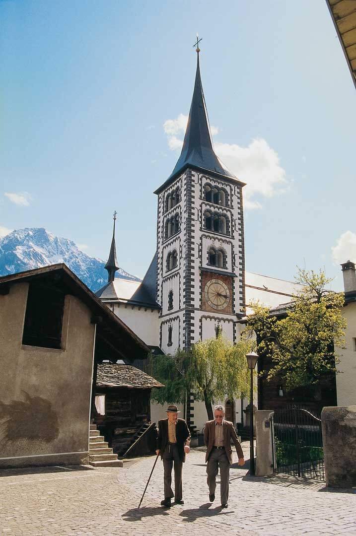 the old town and the church of Naters